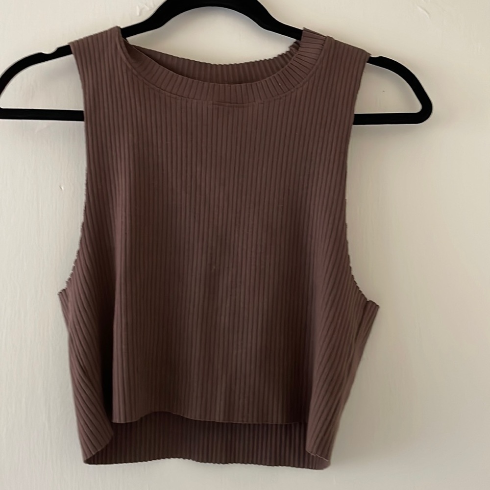 Aerie brown crop mock turtleneck